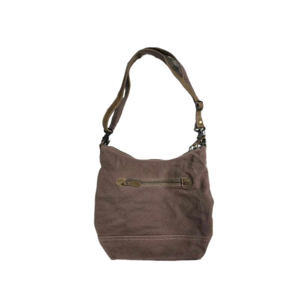 Myra Bag Buttercup Upcycled Canvas & Cowhide Shoulder Bag Western - Picture 2 of 6